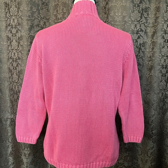 Talbots Sweater 100% Cotton 3/4 Sleeve Rosey Coral Color Great Condition Size M - Picture 2 of 7